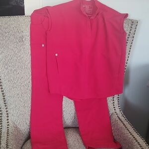 Figs Hot Pink Women's  Straight Leg pants SCRUB Set